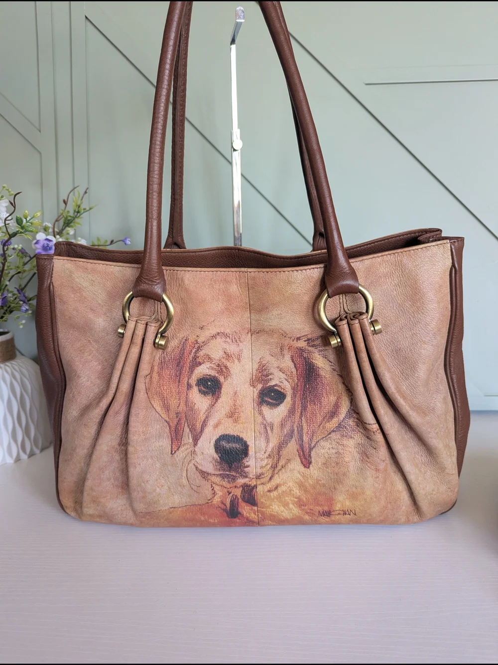 ICON Brown Dog Portrait Tote Bag Set with Matching Pouch & Card Case
